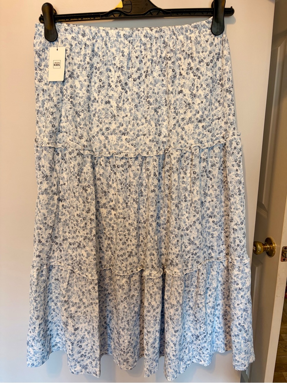 Ardene Blue and White Floral Tiered Maxi Skirt - Kids